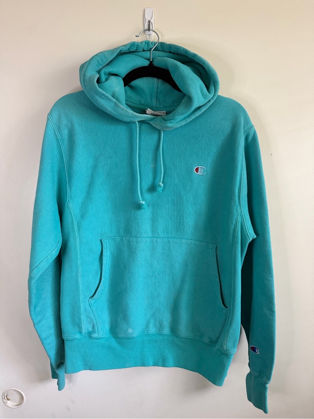 Champion Teal Pullover Hoodie - Men's Teal Drawstring Sweatshirt